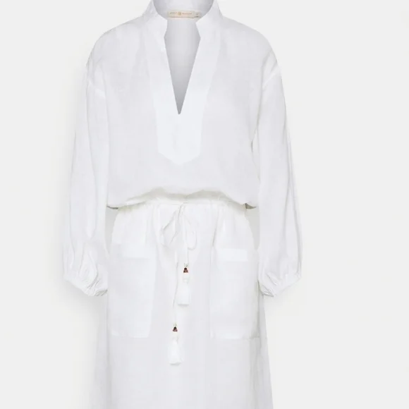 Tory burch white midi tunic linen dress